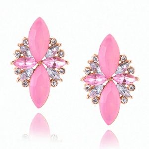 Pink and Clear Crystal Earrings New